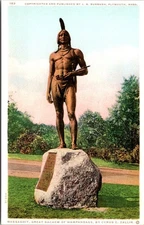 Massasoit Statue Great Sachem Wampanoags Cyrus Allen Massachusetts Postcard E84