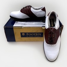 FootJoy DryJoys Womens 7 M Golf Shoes White Brown Leather Saddle Oxford 28191