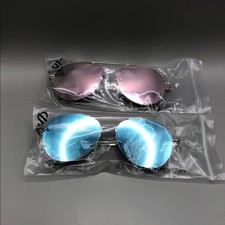 Sojos Aviator Empire Sunglasses Unisex Silver Gold Frame, Pink Blue Lens NEW