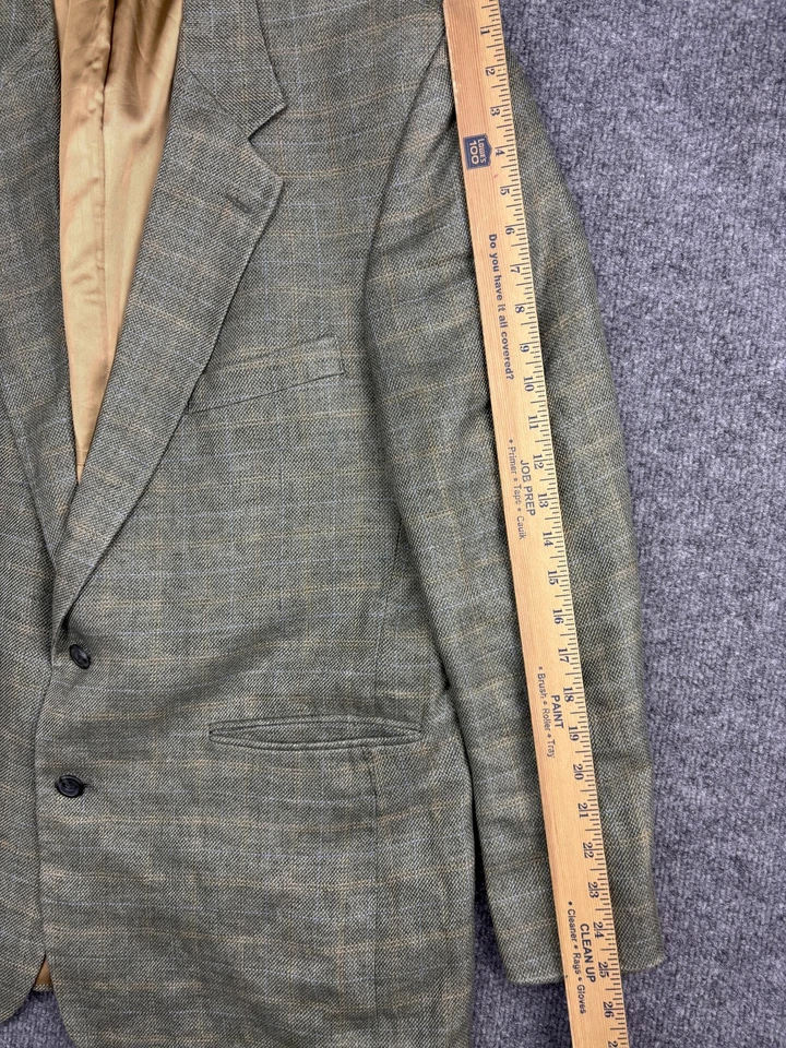 Lands' End Blazer Sport пальто мужской 44R зеленый льняной две кнопки выемки лацкан клетку - Изображение 4 из 4