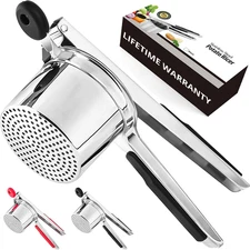 Large 15 Oz Stainless Steel Potato Ricer with Silicone Grip - Heavy Duty Ricer f