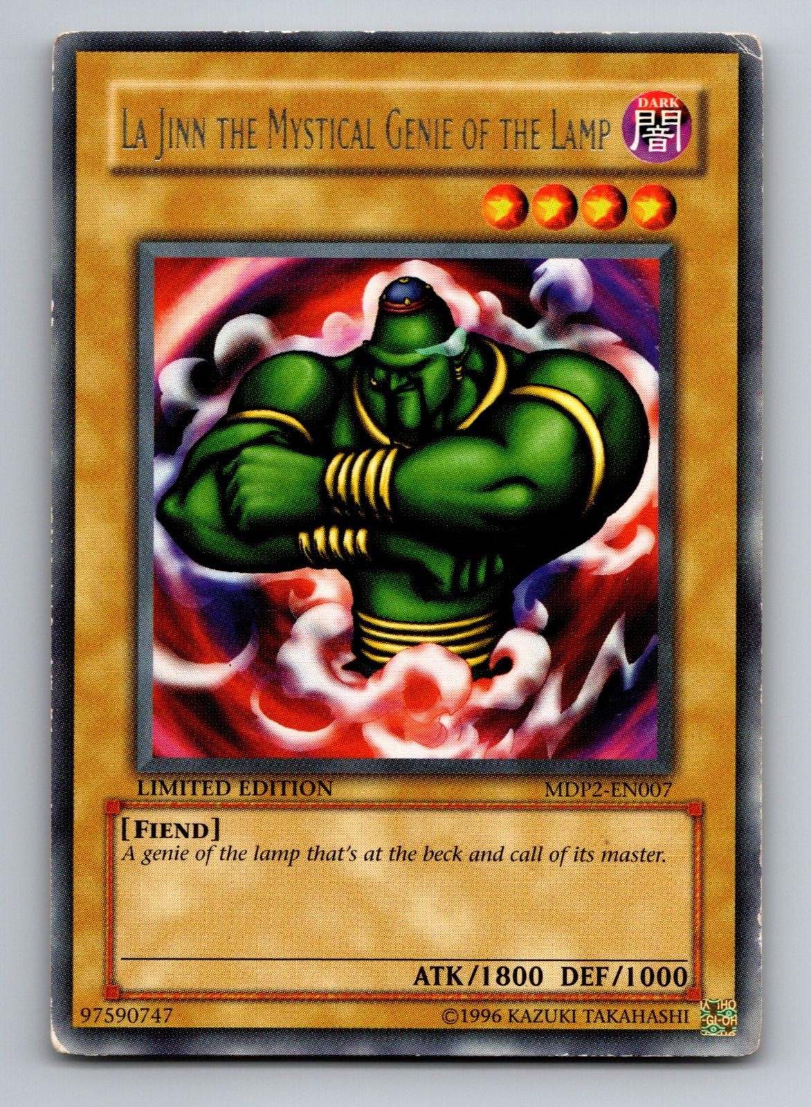 La Jinn the Mystical Genie of the Lamp MDP2-EN007 YuGiOh McDonald's 2 trading card — raw and PSA graded price guide