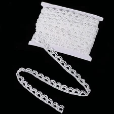 10 Yards White Crochet Lace Trim 1/2'' Wide Scalloped Edge Ribbon for DIY Crafts