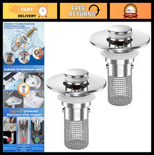 2PCS Pop-up Bathroom Sink Drain Strainer, Removable Stainless Steel Hair Catcher