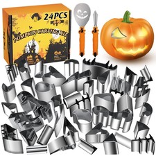 WANNTS Pumpkin Carving Kit Halloween, Safe 24 PCS Without Hammer , Orange