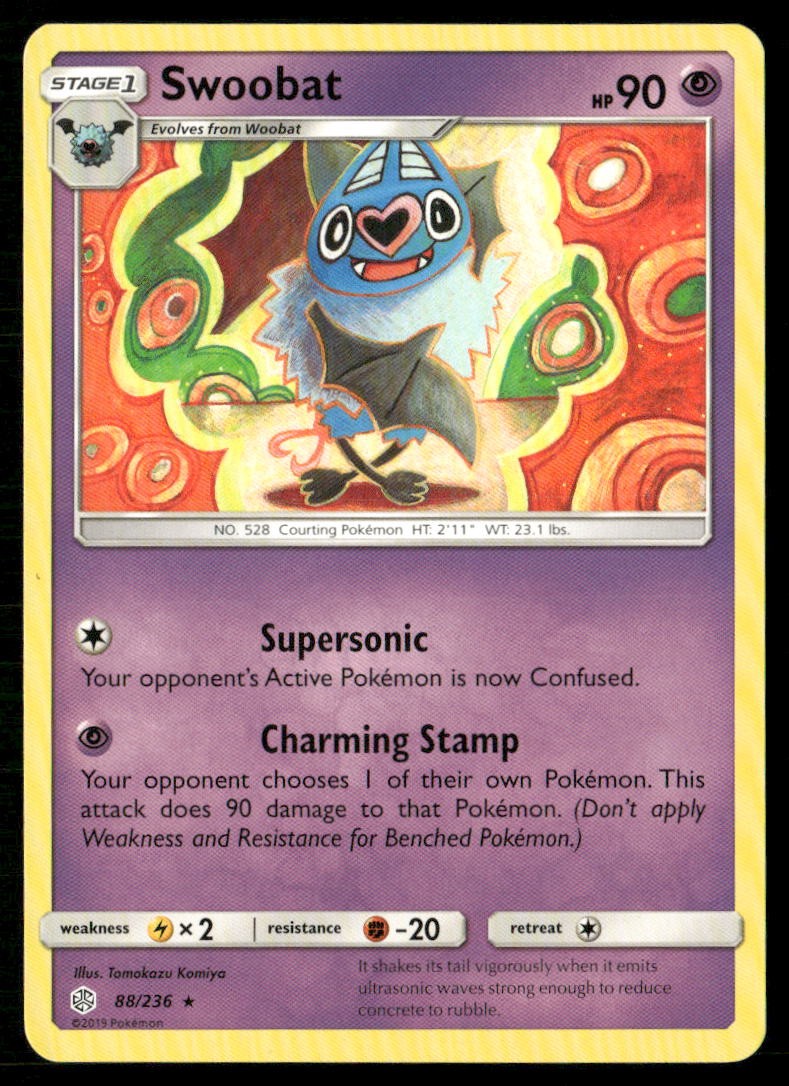 Swoobat 88/236 Rare Cosmic Eclipse Pokemon Near Mint