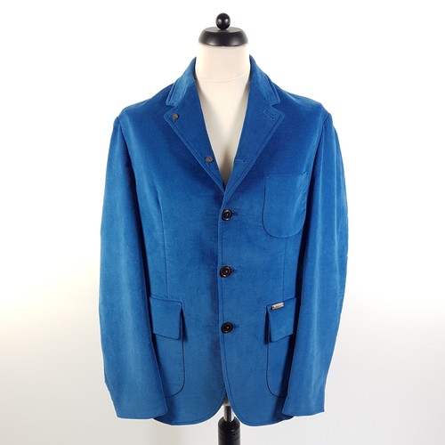 Luis Trenker sport coat men's size 50 blue cotton stretch corduroy velvet costume jacket