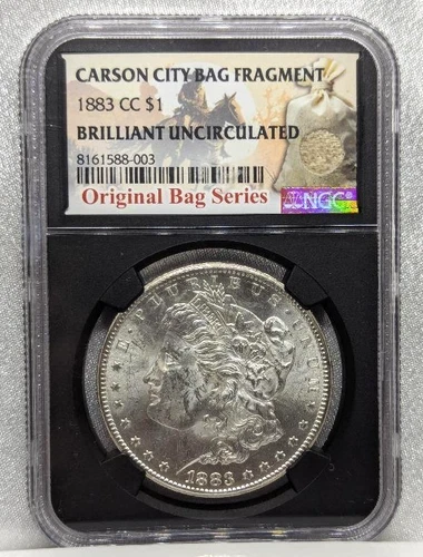 1883-CC Morgan Silver Dollar Original Bag Fragment BU NGC