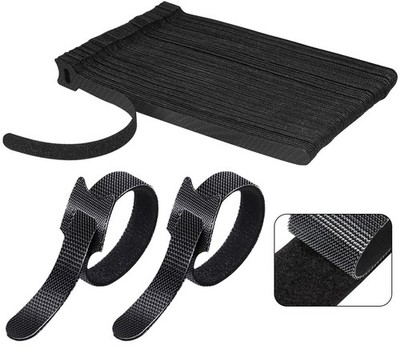 100 PCS 8 Inch Reusable Cable Ties, Adjustable Management Wire Black 