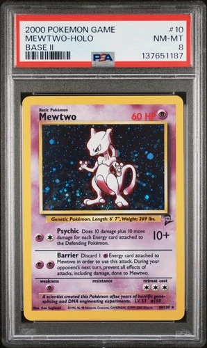 2000 POKEMON BASE SET 2 #10 MEWTWO-HOLO PSA 8