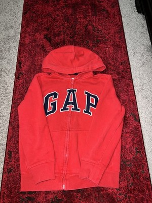 Gap Kids Red Logo Full Zip Fleece Hoodie Hooded Long Sleeve Size M
