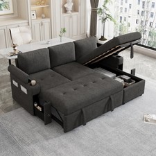 83.5" L-shaped Sofa Couch Convertible Sofa Bed Sectional Sofa with Ample Storage