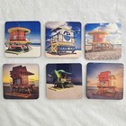 Miami Lifeguard Towers Coaster Set 6-Piece | South Beach