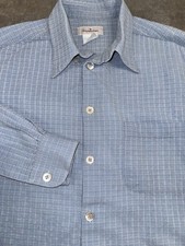 Ermenegildo Zegna Button Down Shirt Men's Lg/XL Woven Cotton Blue Casual Vintage