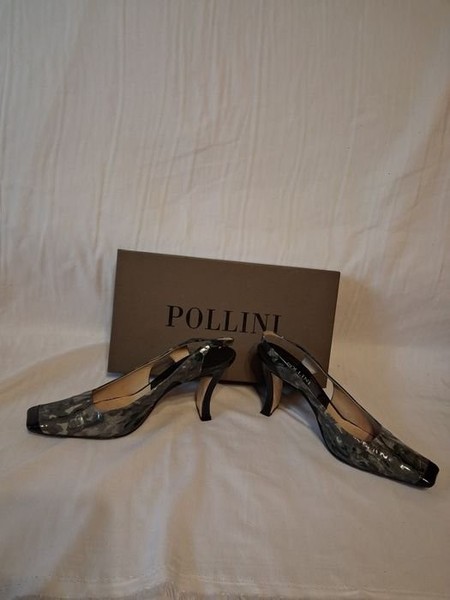 Women Pollini Heels Grey Leather 37.5