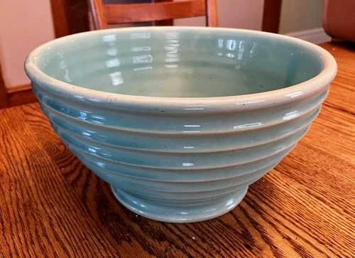 Turquoise Ringware Bowl Mid Century Bauer Stye Unmarked VTG
