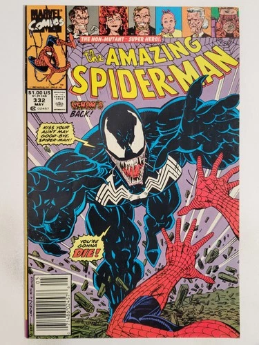 Amazing Spider-man #332 Marvel 1990 FN+ 6.5 1st Venom depicted with long tongue