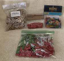 Over 400 Pc Mixed Lot Multicolored Wood Clothespins w/Springs 1" For Crafts, Etc