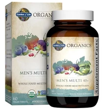 Whole Food Multivitamin for Men 40+, 60 Tabs, Organic Vegan Daily Supplement
