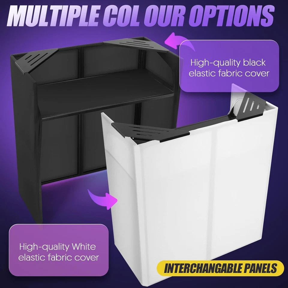 Estación de mesa de fachada de DJ portátil 44"x41" cabina de eventos fachada marco plegable de metal Foto 3 de 4