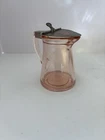 Pink Depression Glass Syrup Pitcher With Steel Top And Handpainted Roses 1914