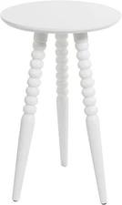 Allison Round Accent Table with Turned Legs, White