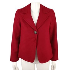 Talbots Red Wool Blend Blazer Jacket 4P Long Sleeve One Button Closure