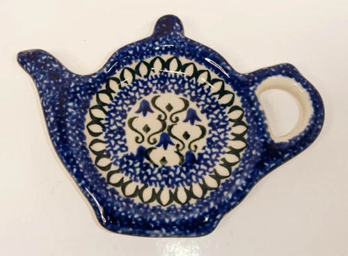 Teapot Shaped Spoon Rest Tea Bag Holder by M.J.-5 Floral Hand Made In Poland