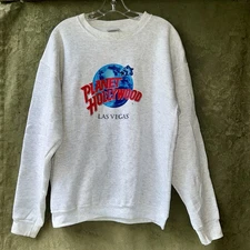 Vintage Planet Hollywood Las Vegas Gray Long Sleeve Logo Sweater XL Made In USA