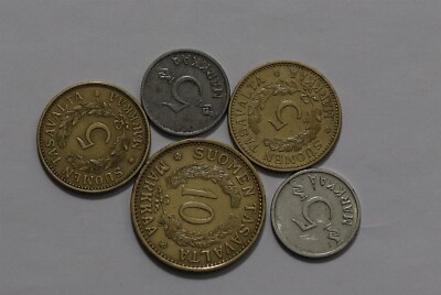 🧭 🇫🇮 FINLAND 5 + 10 MARKKA OLD COINS LOT B55 #88 XJ23 | eBay