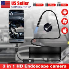 6.6FT 6LED USB Snake Endoscope Borescope HD Inspection Camera For Android Type C
