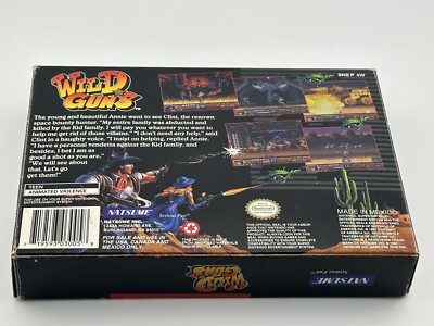 Wild Guns Super Nintendo SNES No Manual (Damaged Faces on Box