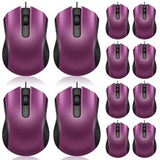 Hoteam 12 Pcs Wired Computer Mouse Bulk Cord USB Computer Mice Ergonomic Wire...