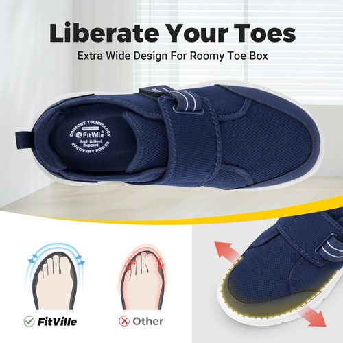 FitVille Diabetic Shoes for Men Extra Wide Walking Shoes Swollen Feet Neuropathy - Picture 5 of 48