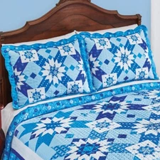 Elegant White and Blue Snowflakes Pillow Sham