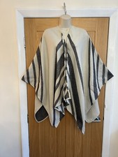 Atmosphere Ladies Black Cream Striped Poncho Cape Knit Scarf One Size