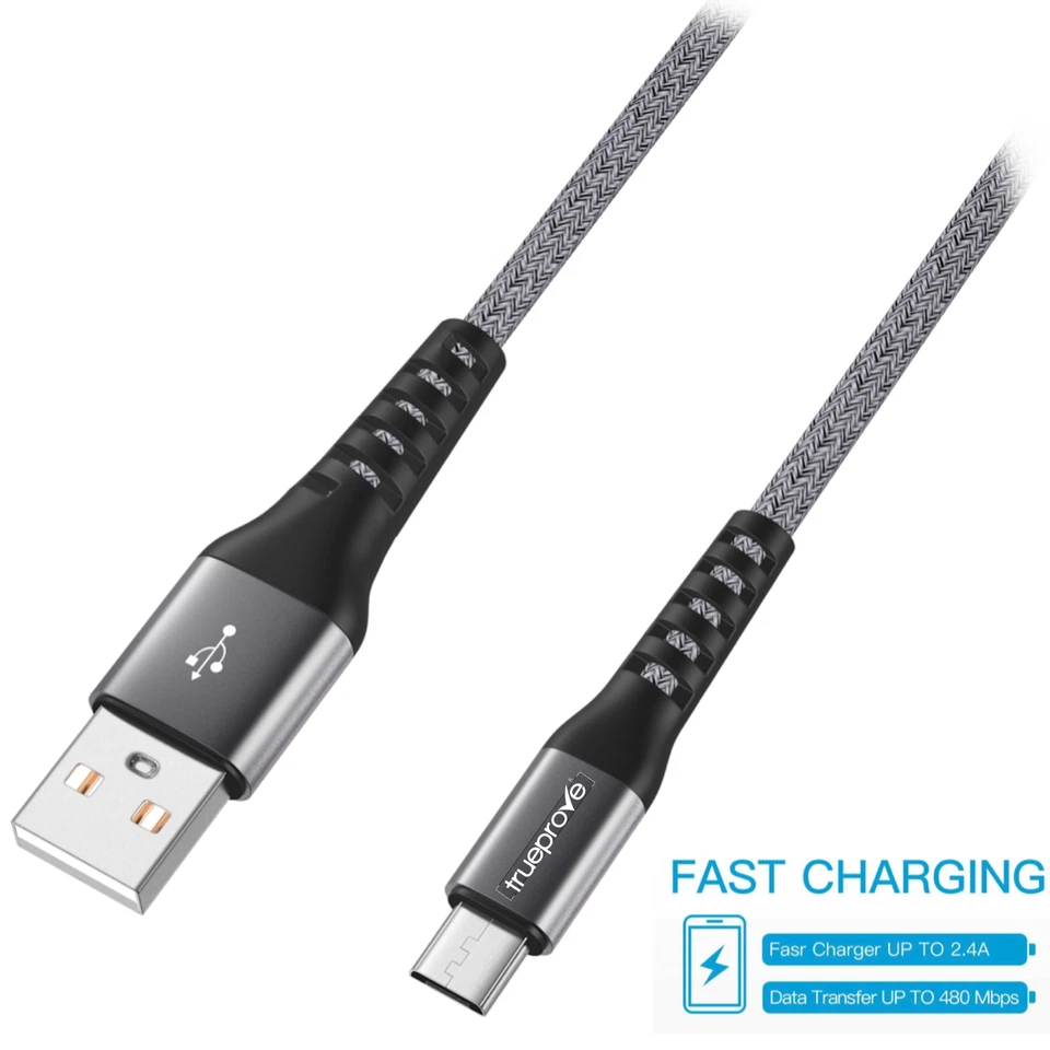 🔥NEW 10FT Metal Tip Micro USB Cable 2.0 Data Sync Fast Charger Samsung Android - Image 2 of 4