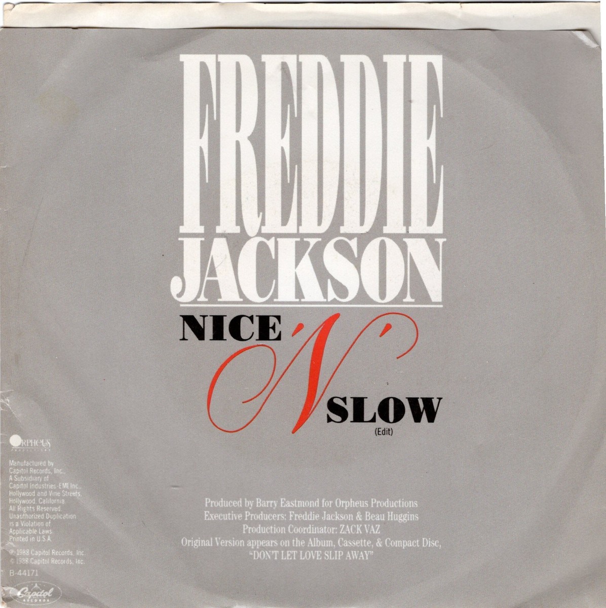 Freddie Jackson – Nice 'N' Slow 1988 Capitol Promo R&B Soul EX | eBay