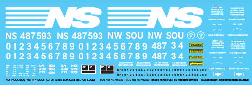 HO Scale - NS 4 Door Auto Parts Box Car Medium Logo