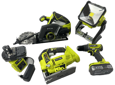 RYOBI Power Tool Kombo Kit Akku Werkzeug Set R18DD3+ R18CSP+ RJS18+ R18ALW 2x2Ah