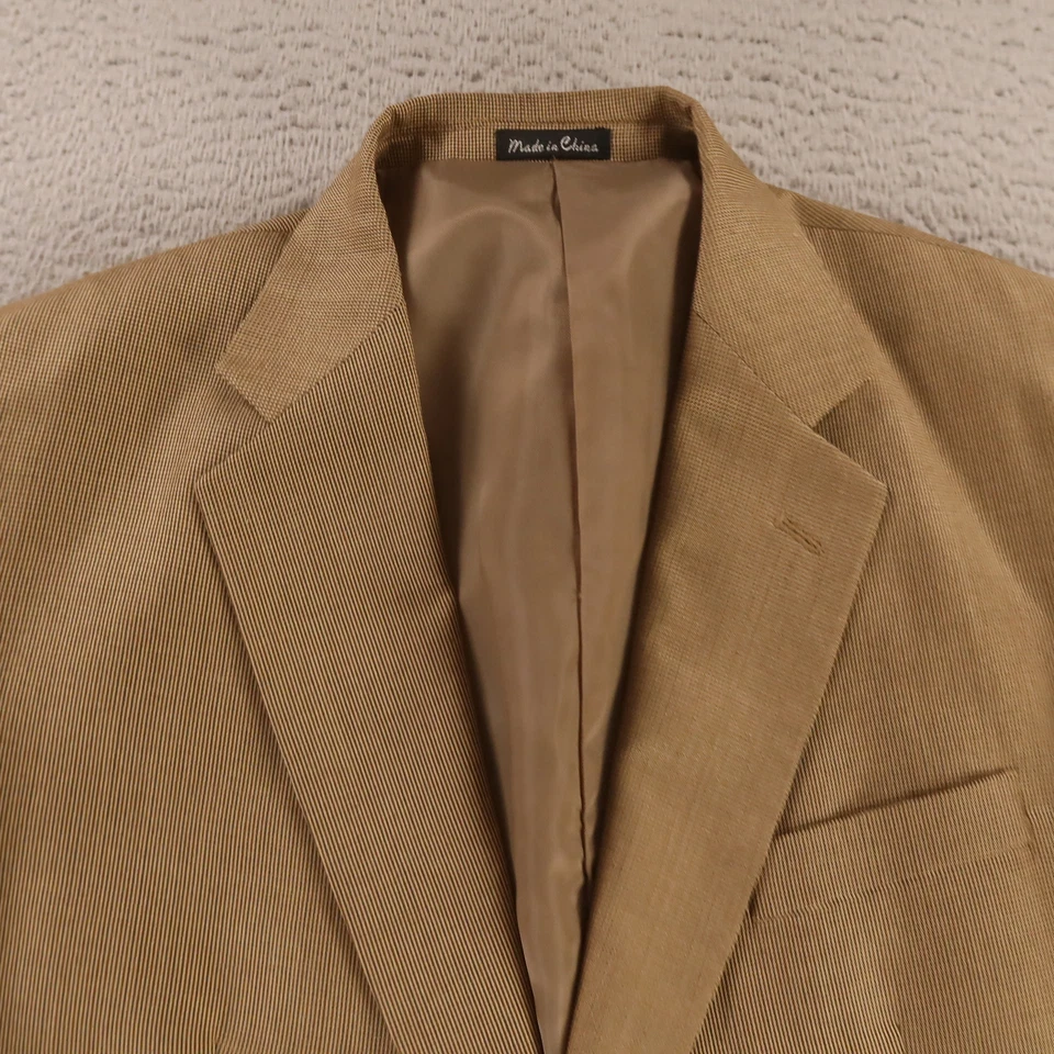 Houndstooth Jacket M Brown Micro Check Silk Wool Worsted Blazer 42R - Image 2 of 4
