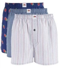 Fruit of The Loom 3-Pack Men's Woven Cotton Boxers Blue Assorted Size M