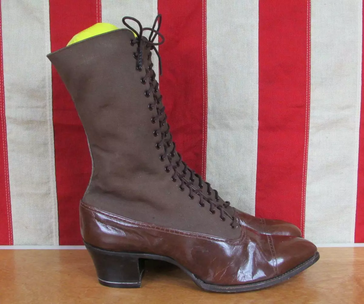 Antique Vintage Victorian Leather Boots Girls/Womens Dark Brown