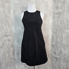 Vince Womens 8 Black Silk Sleeveless Button Back Sheath Mini LBD Dress