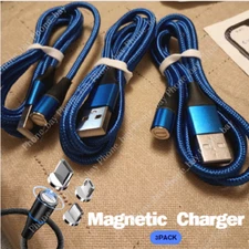 3 Pack Magnetic Phone Charger USB-C Type C Cable Cord For Samsung iPhone Android