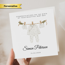 Personalised New Baby Boy Card New Born Boy Congratulations Newborn Boy Gift
