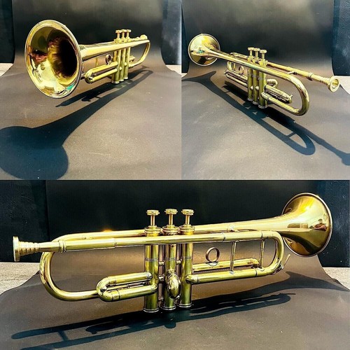 Trompeta de latón pulido instrumento musical antiguo militar corneta vintage 3 válvulas - Imagen 5 de 5
