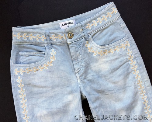 $ 1.850 CHANEL 11C bestickte leichte verblassende JEANS * FR 36/US 2/GROSS ~ MAKELLOS - Bild 4 von 12