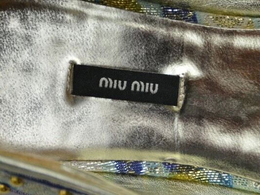 Taglia 35 1 2 MIU MIU scarpe da ballo décolleté con borchie oro glitter multicolore 5F7631