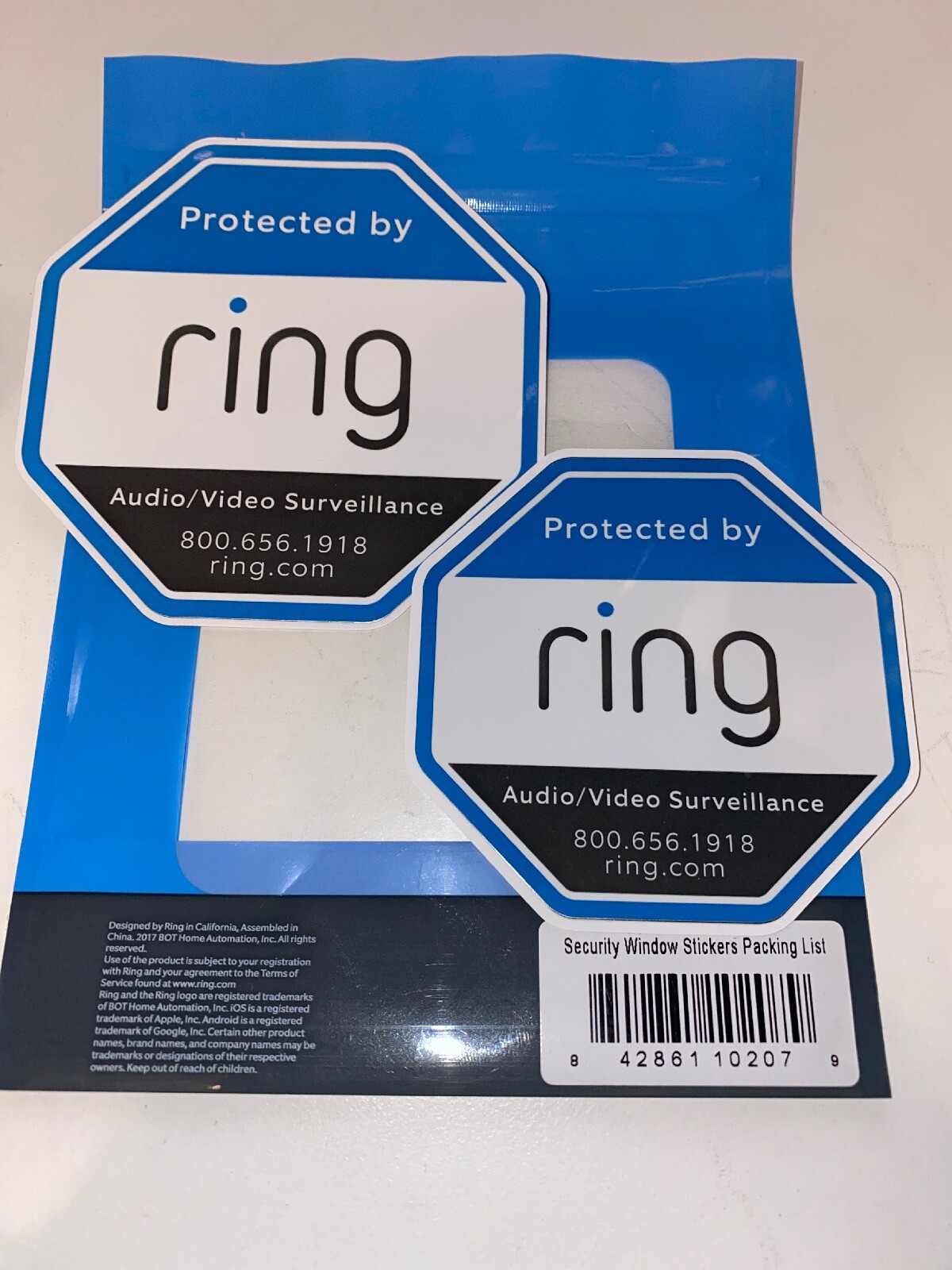 Ring Monitoring System Sticker Lot of 2 Ring Stickers Decals for Doorbell Camera Security Alarm Small ...